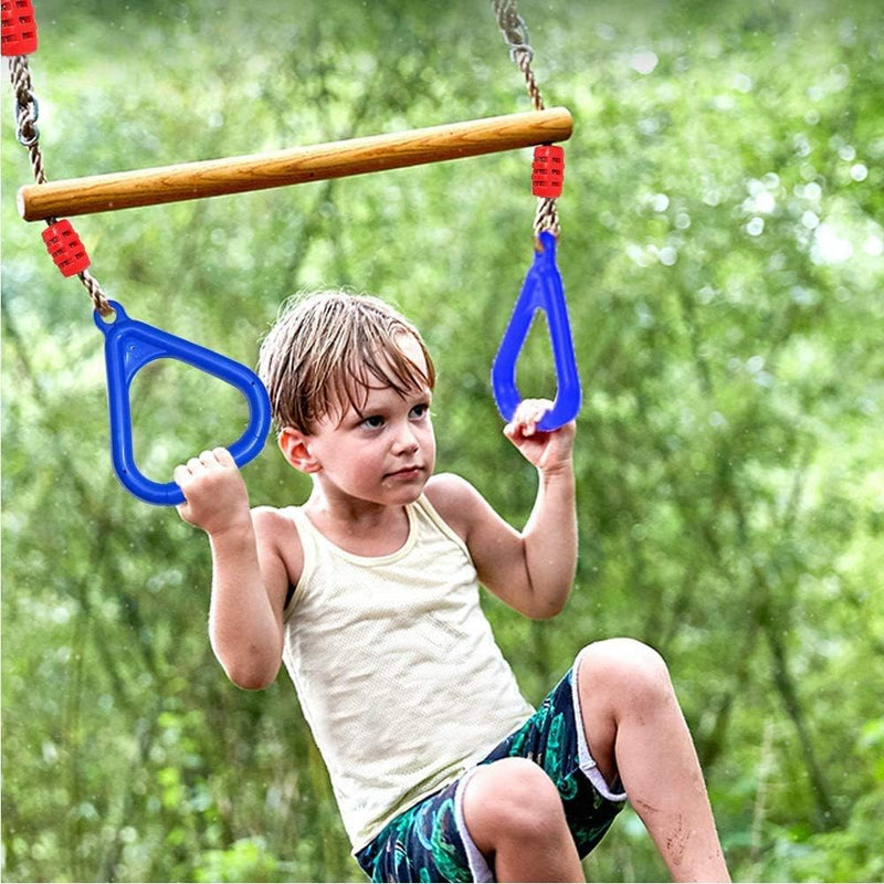 Multifunktions Kinderholz Trapeze Schaukel mit Kunststoffringen Turnringe Ringe zum Aufhängen belast