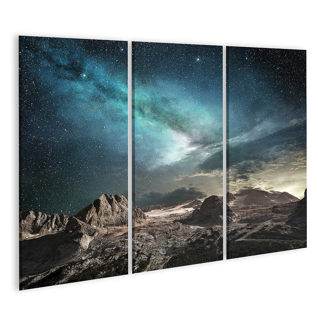 islandburner Bild auf Leinwand Milchstrasse In Der Morgendämmerung In Einer Berglandschaft Bilder Wa