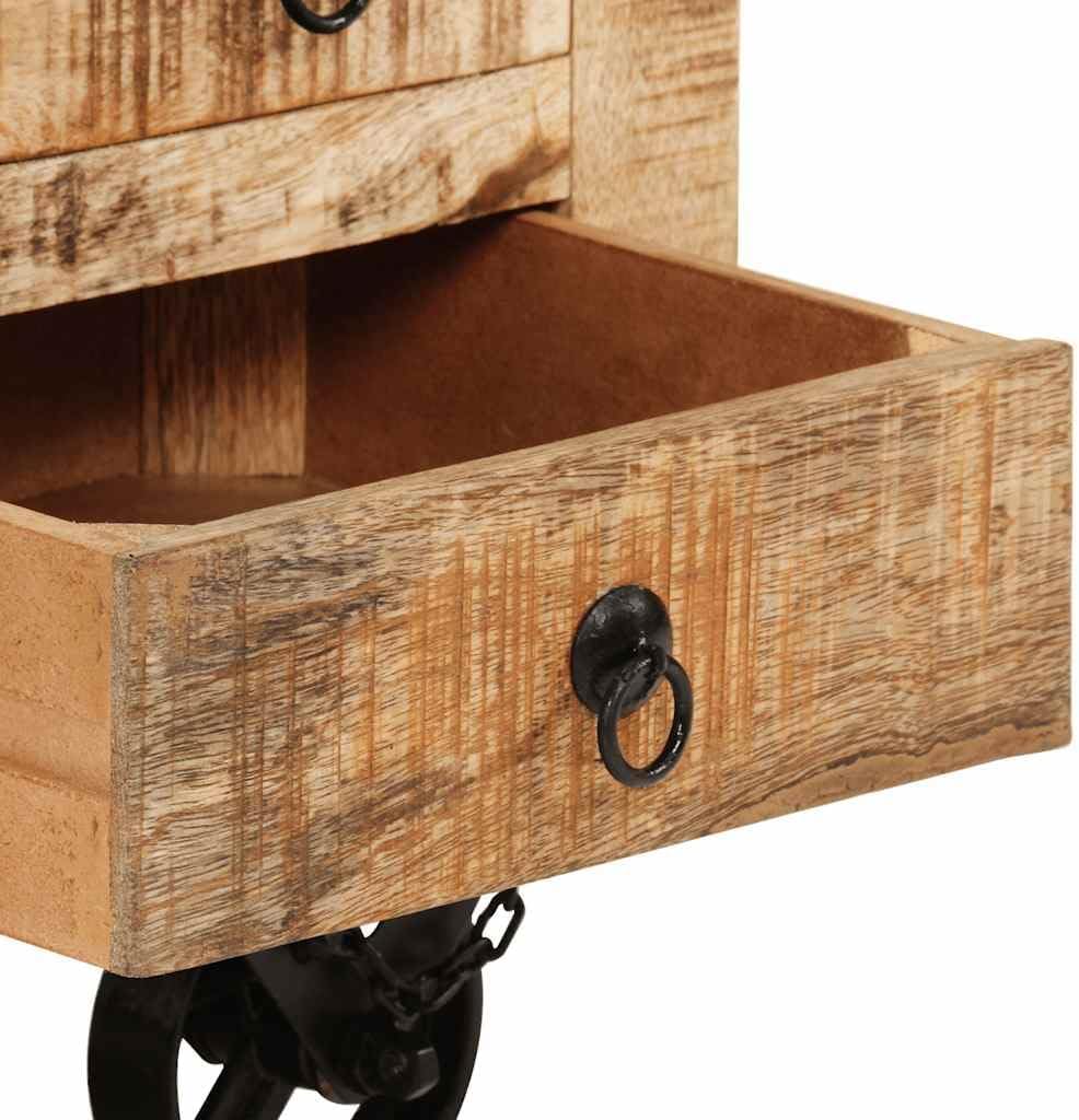 vidaXL Raues Mangoholz Couchtisch mit 5 Schubladen 1 Staufach Vintage Beistelltisch Wohnzimmertisch