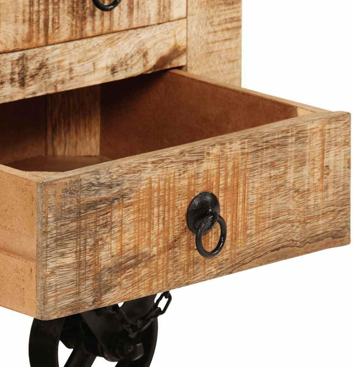 vidaXL Raues Mangoholz Couchtisch mit 5 Schubladen 1 Staufach Vintage Beistelltisch Wohnzimmertisch