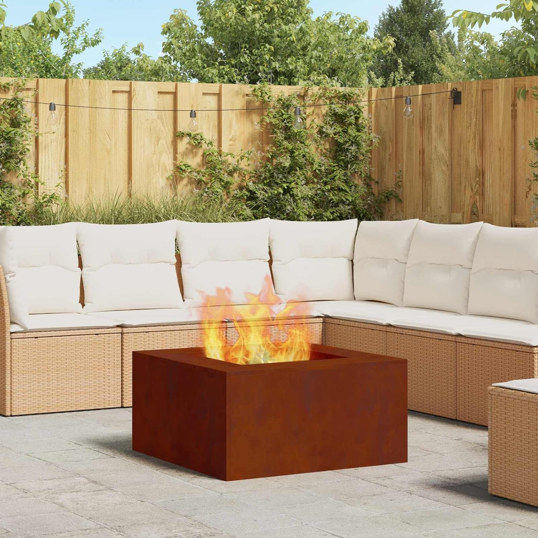 vidaXL Feuerplatz Braun 80 x 80 x 40 cm Witterungsbeständiger Stahl, Garten und Terrasse, moderner F