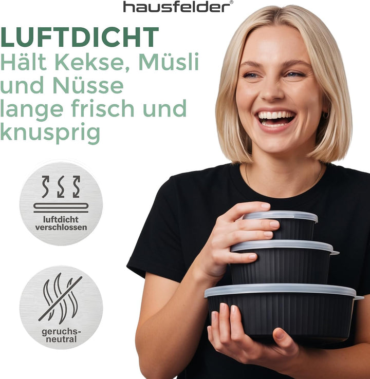 Hausfelder Vorratsdosen, 6er Set, 2x2 | 6er Set, 2x2, mit Deckel, Vorratsdosen, Frischhaltedose, Gef