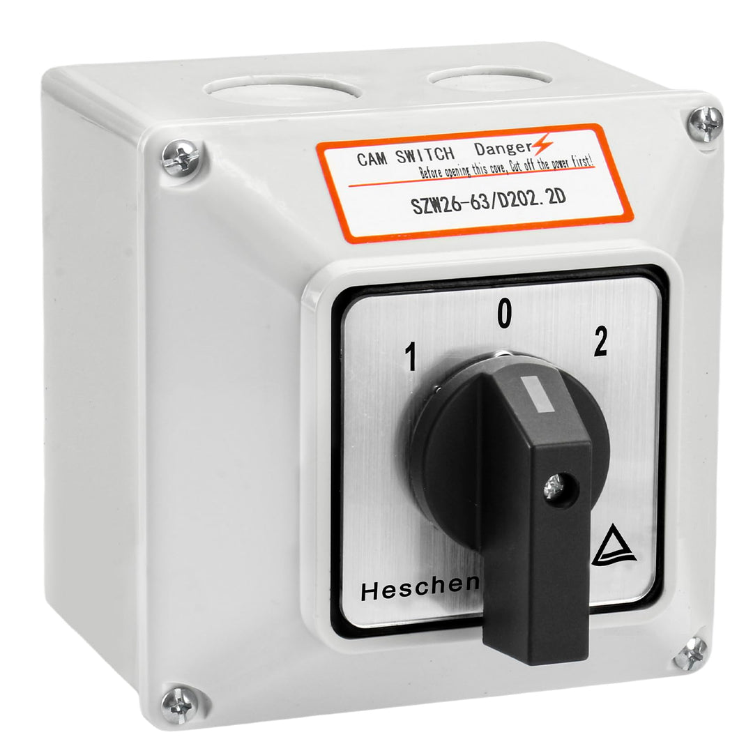 Heschen Universal Drehnocken Wechselschalter, 660V 63A, ON-OFF-ON 3 Positionen, 8 Terminals,SZW26-63