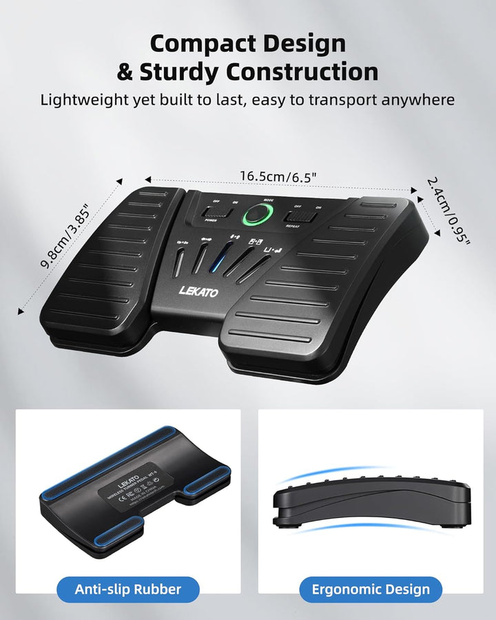 LEKATO Bluetooth Page Turning Pedal, Drahtloser Page Turner, Wiederaufladbarer Seitenwender für Smar