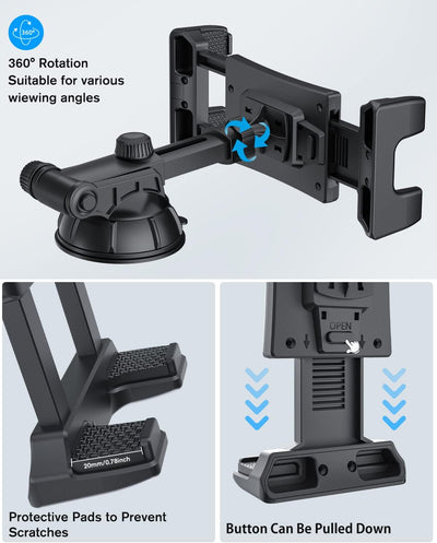 XWXELEC Tablet Halterung Auto, Ipad Halterung Auto, Universal Windschutzsche und Armaturenbrett Univ