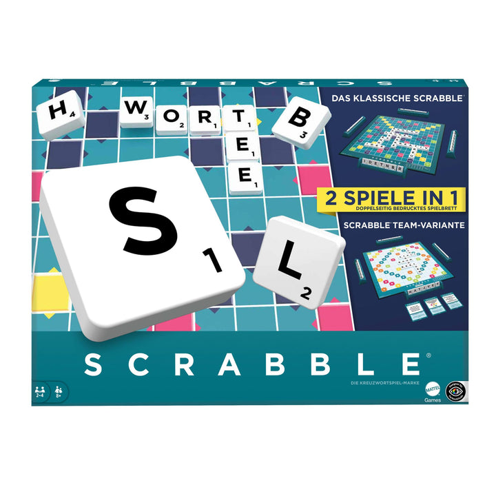 MATTEL GAMES Scrabble Zwei in Eins - Doppelseitiges Brettspiel für schnelles, zwangloses und koopera