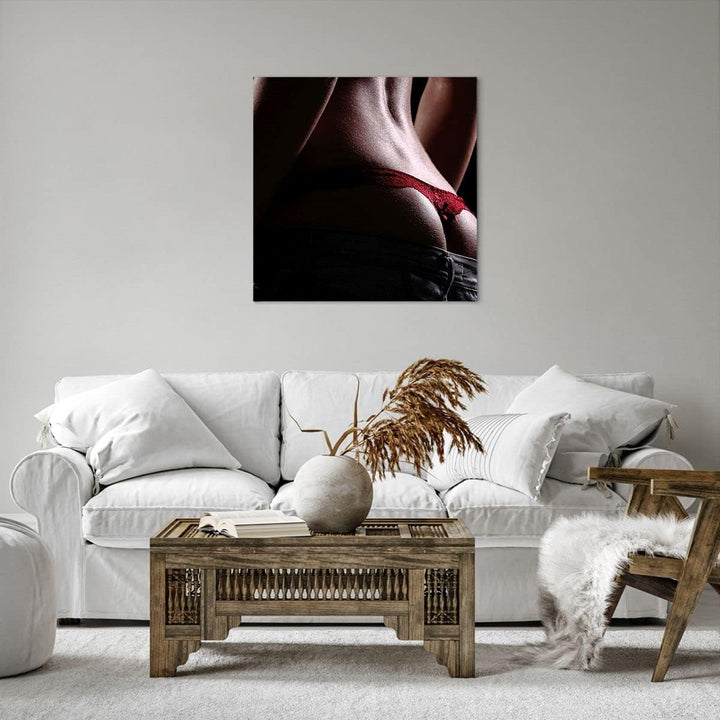 Bilder auf Leinwand Frau Körper String Leinwandbild mit Rahmen 60x60cm Wandbilder Dekoration Wohnzim