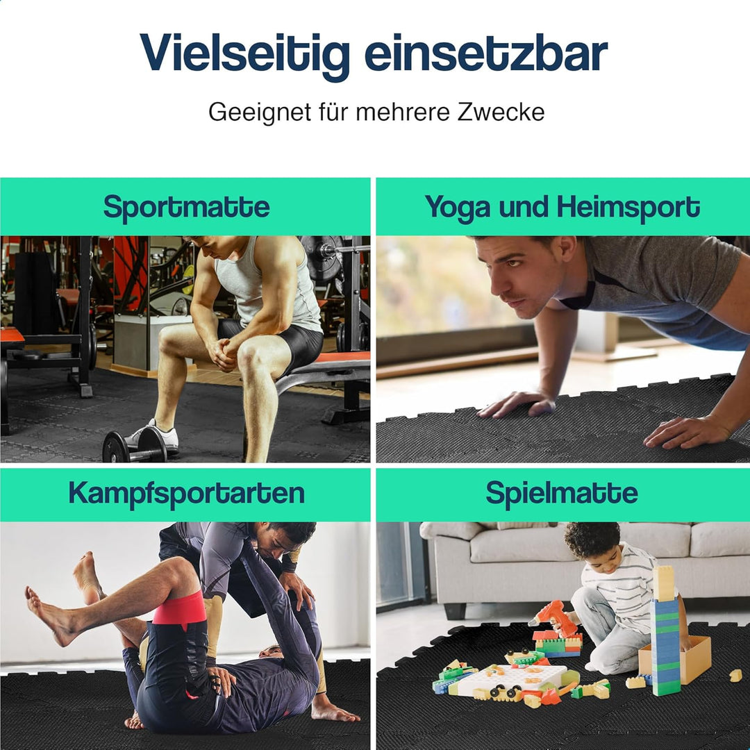 Hulser Fitness Puzzlematte - 30 x 30 cm - Bodenschutzmatten für Sporträume - Unterlegmatte, Fitnessm