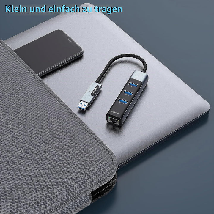 BENFEI Ethernet Adapter mit 3*USB 3.0, USB Typ-C/Typ-A auf Gigabit Ethernet LAN Netzwerk Adapter, ko