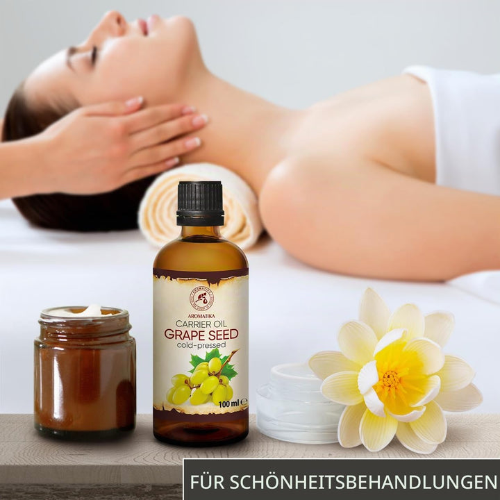 Traubenkernöl Kaltgepresst 100ml - Traubenöl Rein und Natürlich - Glasflasche - Vitis Vinifera - Ita