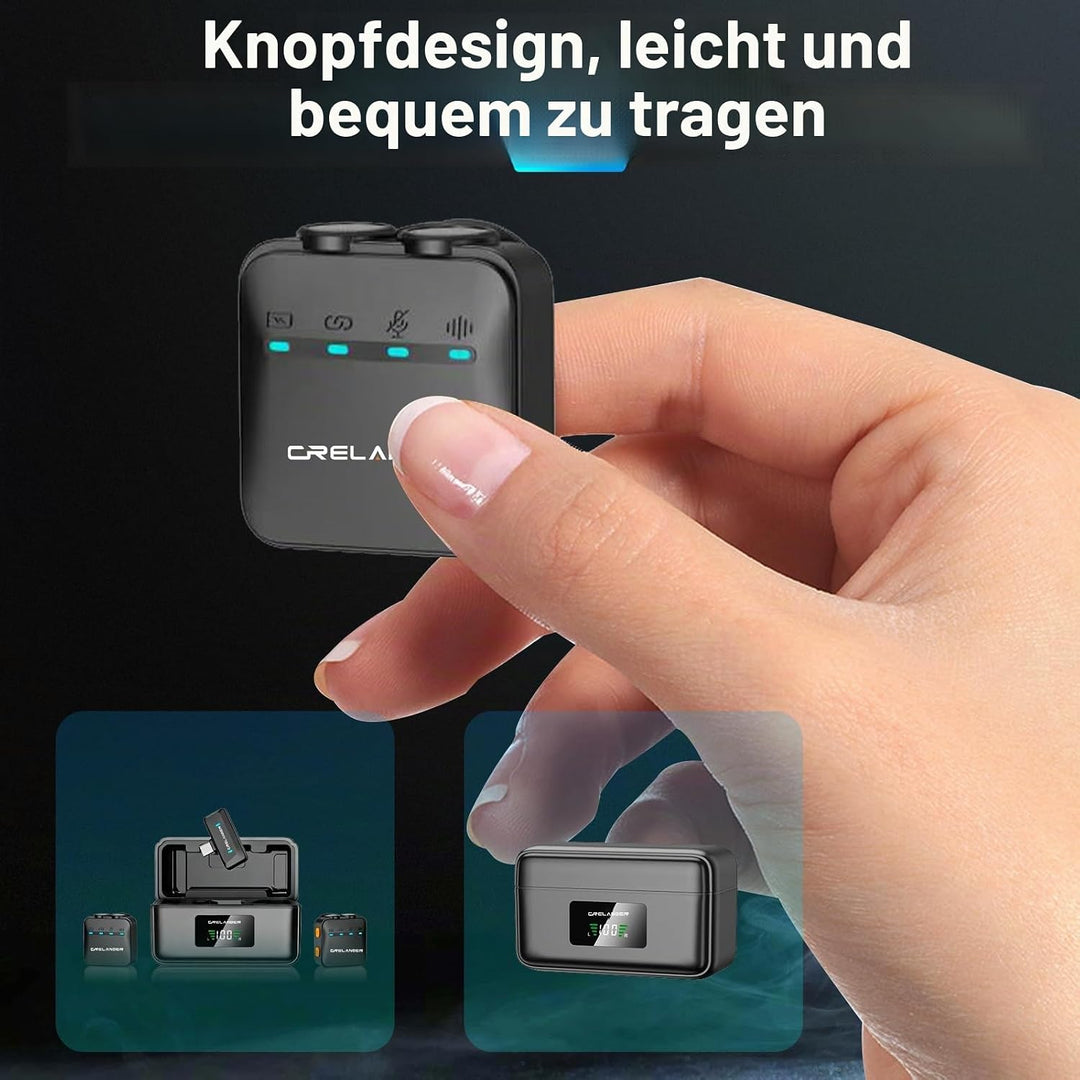 3 in 1 Professionelles Mini-Drahtloses Mikrofon für iPhone/Android/Kamera, Bluetooth Lavalier-Mikrof
