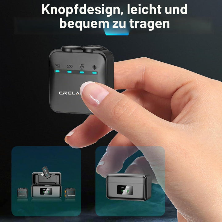 3 in 1 Professionelles Mini-Drahtloses Mikrofon für iPhone/Android/Kamera, Bluetooth Lavalier-Mikrof