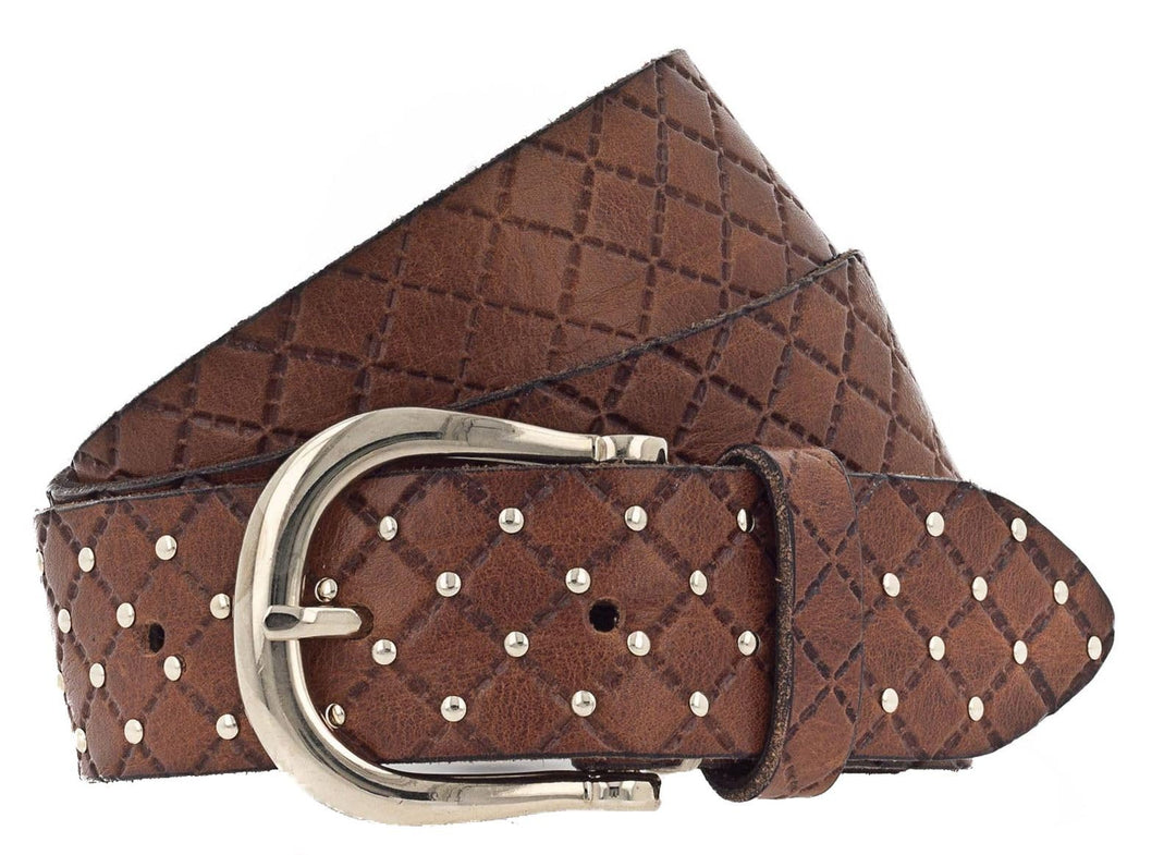 B.Belt Lina Gold Nietengürtel Leder