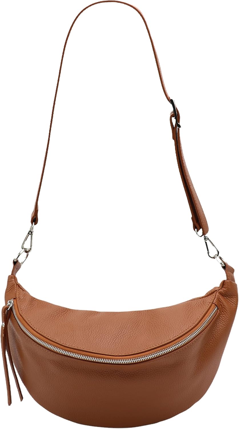 SH Leder echt Leder Damen unisex Brusttasche für Festival Reise mittelgross Hüfttasche Crossbody Bag
