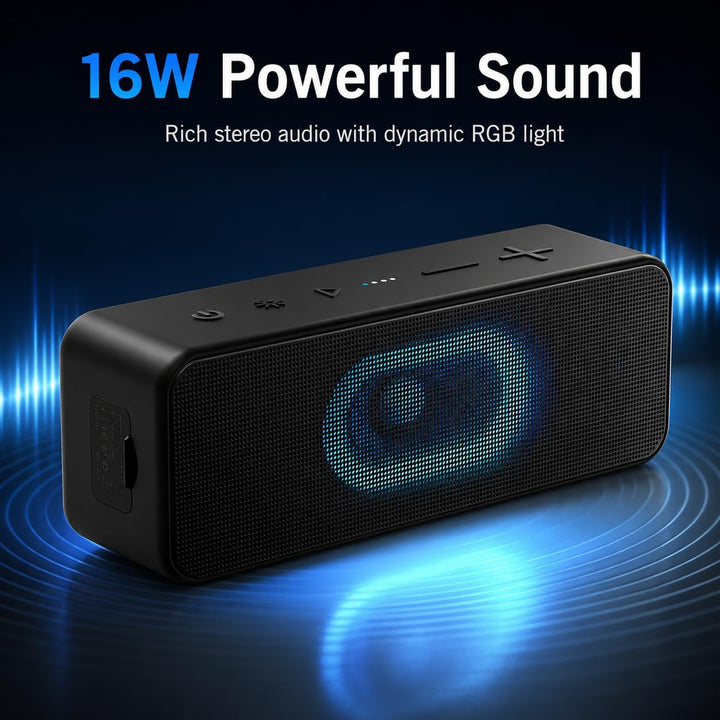 Ortizan Bluetooth Lautsprecher, Musikbox Bluetooth 5.3, Dualen Bass-Treibern, 24H Akku, 6 Lighting E