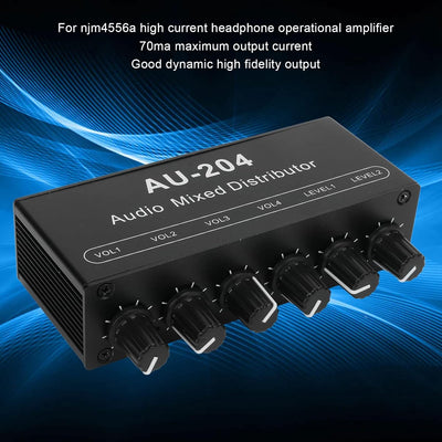 2 in 4 Out 3,5 Mm Stereo Audio Switch Stereo Audio Splitter Box Mini Vorverstärker Kopfhörerverstärk