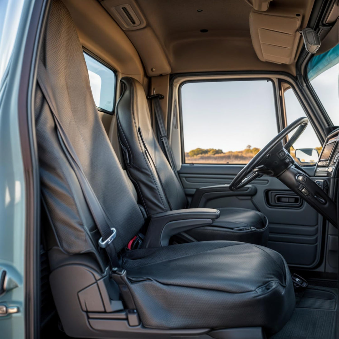 Preiswert&Gut Werkstattschoner Sitzauflage Kunstleder LKW oder Transporter LKW Sitzbezug XXXL schwar