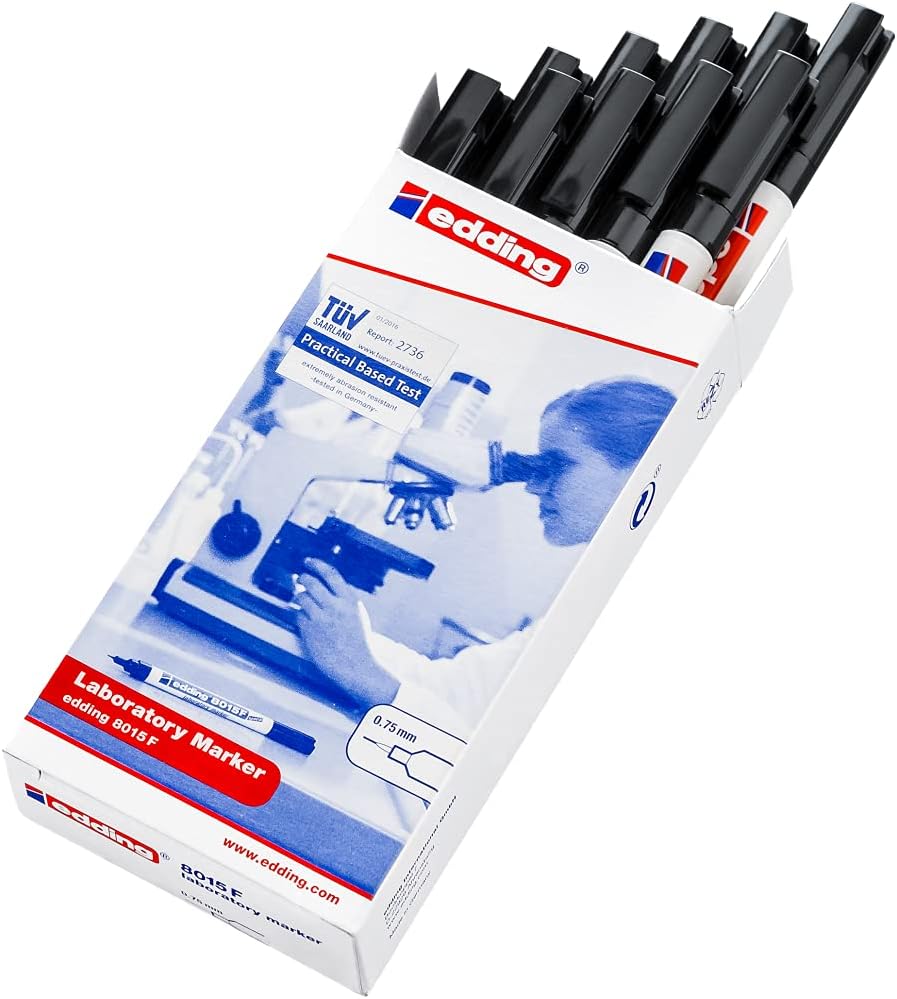 edding 8015 F Labormarkierer - schwarz - 1 Stift - Rundspitze 0,75 mm - ideal für extra feine Beschr