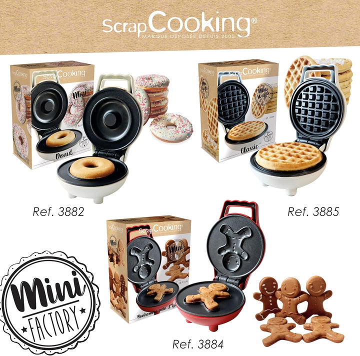 ScrapCooking - Mini Donut Maker - Donut-Maschine mit Antihaftplatte - Kompaktes Gerät für Donuts & G