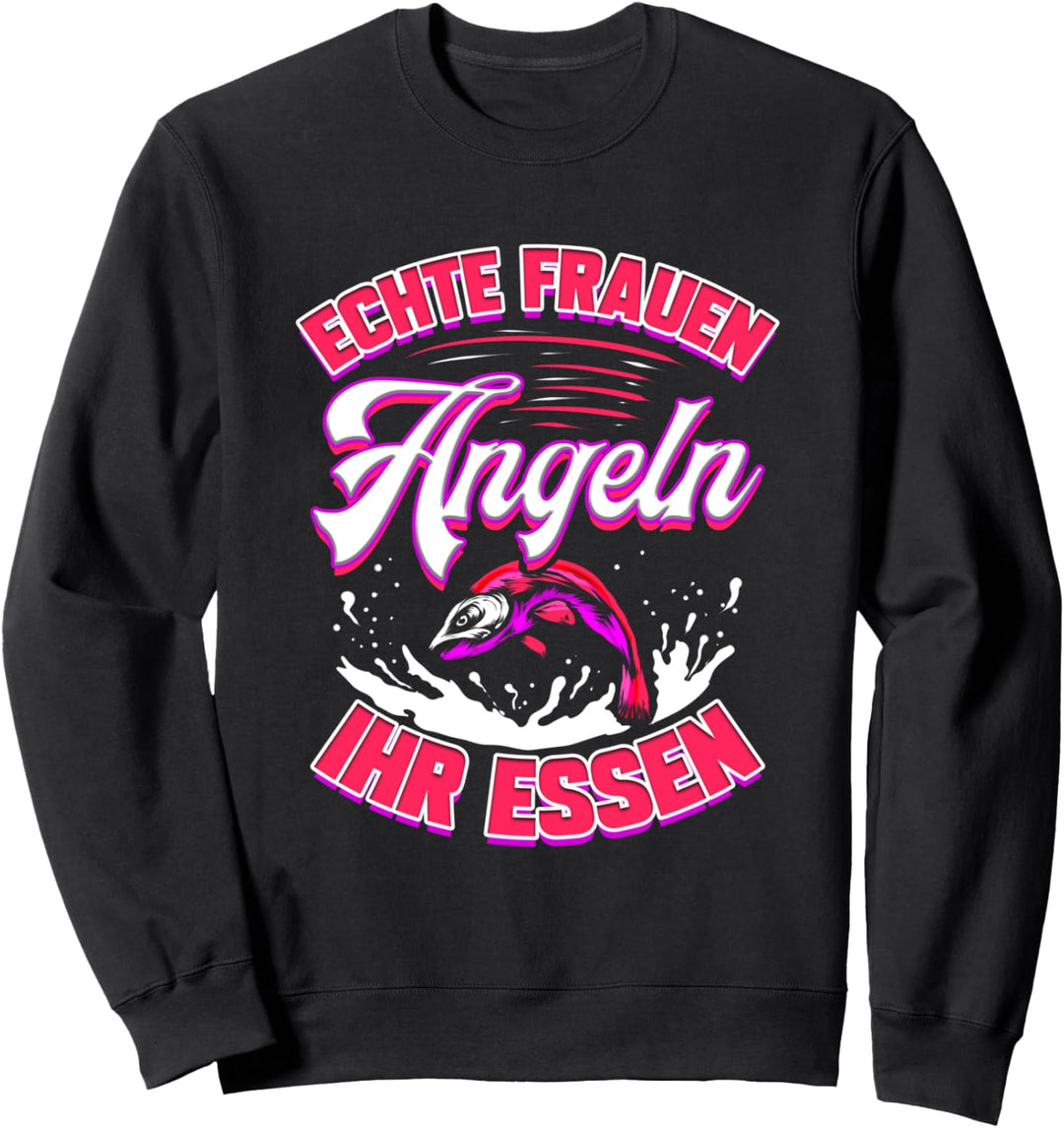 Anglerin Frauen Geschenk für Fischer Freundin Angeln Ehefrau Sweatshirt