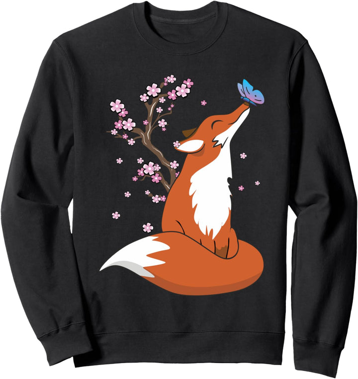 Japanese Sakura Fox Spring Cherry Blossom Flowers Kitsune Sweatshirt