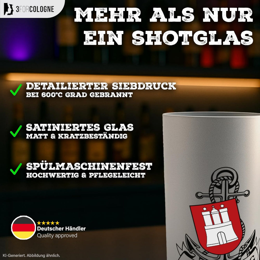 3forCologne Schnapsgläser 6,5cl | 6er Set | Hamburg Anker | Pinnchen, Shotgläser, Tequila, Vodka, Ob