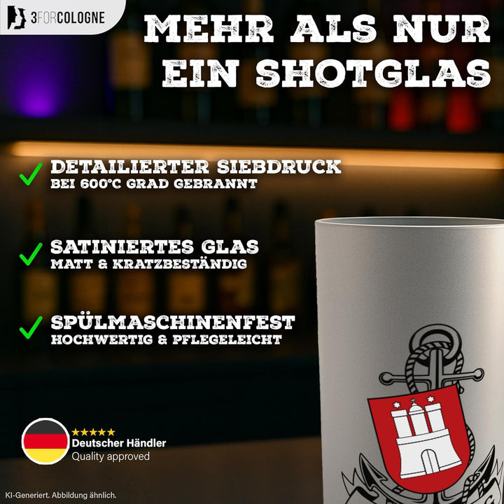 3forCologne Schnapsgläser 6,5cl | 6er Set | Hamburg Anker | Pinnchen, Shotgläser, Tequila, Vodka, Ob