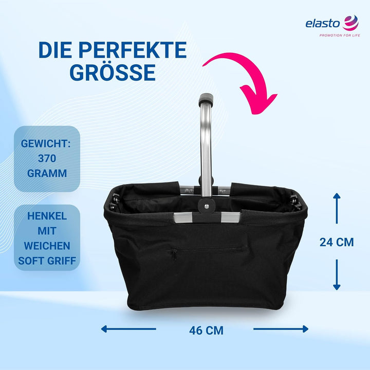 Einkaufskorb 'Carry' - Stabiler und Faltbarer Korb mit Henkel aus Aluminiumrahmen - ca. 30L Korbtasc