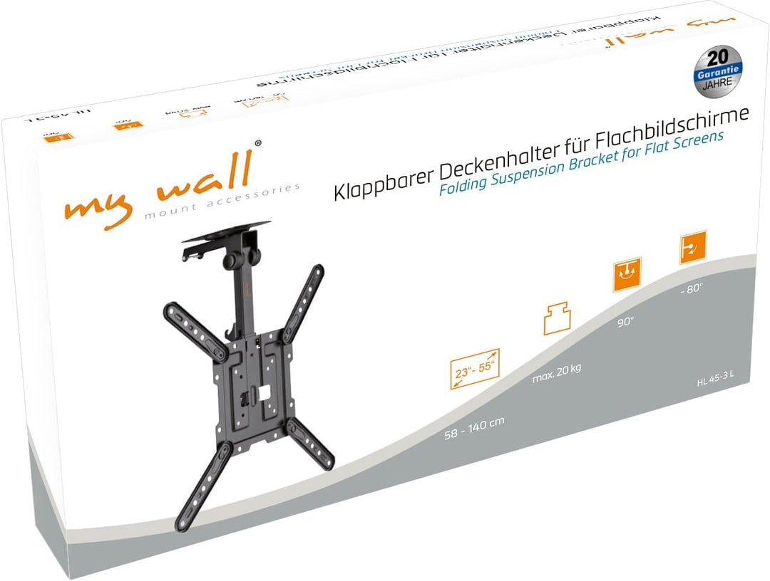 mywall Klappbare TV-Deckenhalterung HL45-3L, Tragkraft bis 20 kg 23"-55" Bildschirme Einstellbare Hö