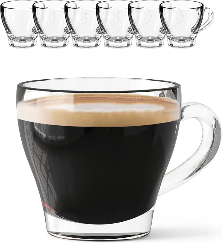Sahm Cappuccino Gläser mit Henkel Set (6 STK) - 180ml Cappuccino Tassen Set - Spülmaschinengeeignet