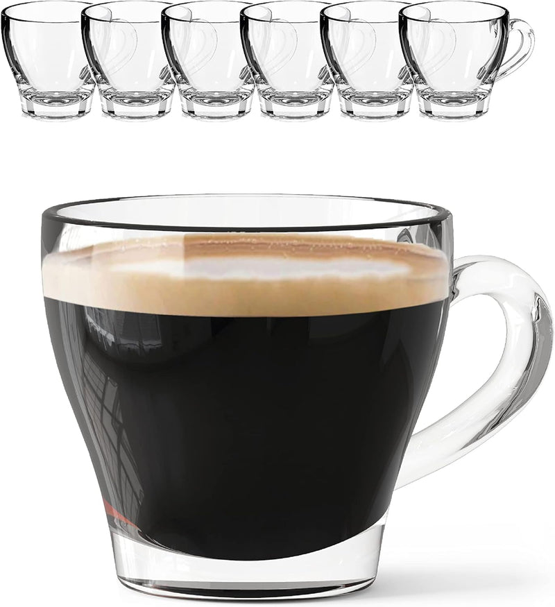 Sahm Cappuccino Gläser mit Henkel Set (6 STK) - 180ml Cappuccino Tassen Set - Spülmaschinengeeignet