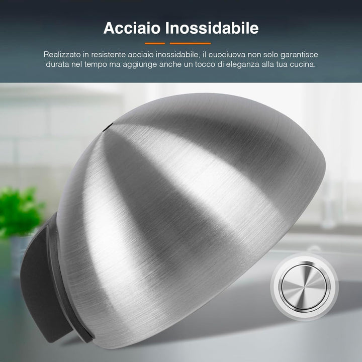 Avilia Kompakter Eierkocher aus Edelstahl schnell 400 W für 7 Eier - Elektrischer Eierkocher, effizi