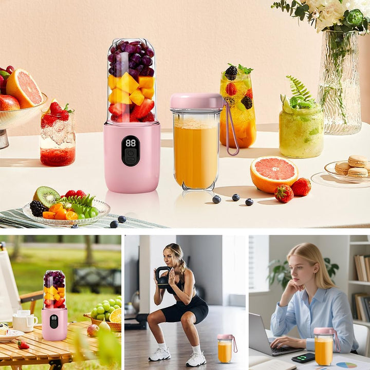 500ML Tragbarer Mixer, Smoothie Maker mit Reise-Deckel, Standmixer, Blender Elektrisch Mini-Mixer fü