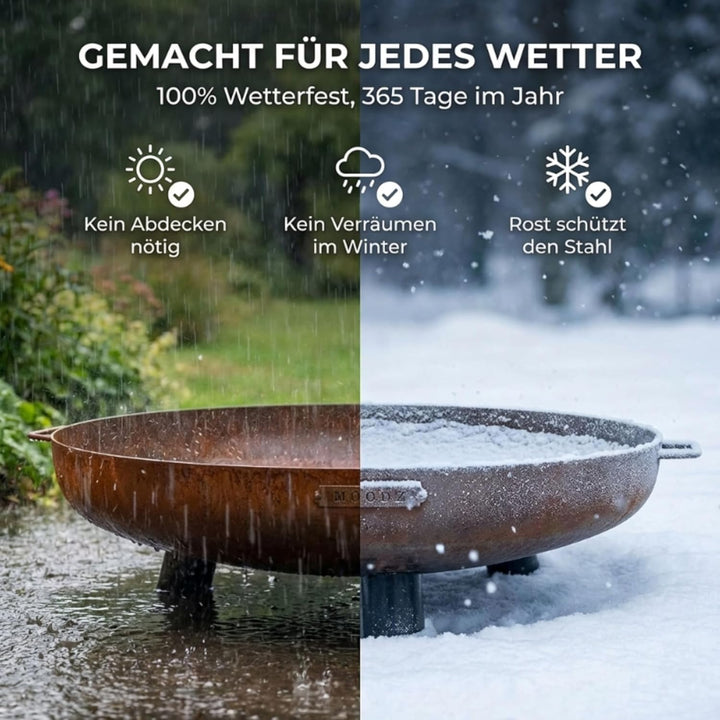 Moodz Feuerschale 80cm - Feuerschalen für den Garten - Feuerstelle Outdoor & Feuertonne - Feuerschal