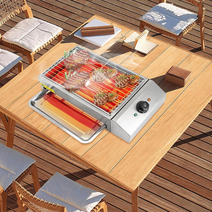 Tischgrill Elektrisch, Barbecue Elektrogrill Gastro Grillplatte Grillofen | 2600W Einstellbarer Temp