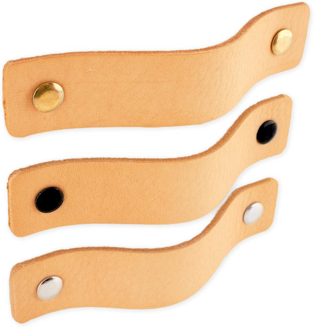 Brute Strength - Ledergriffe für Möbel - Natur - 24 Stück - 12,5 x 2,5 cm - Schrankgriff, Türgriff f