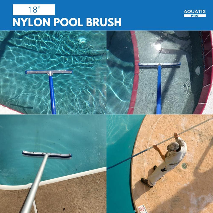 Aquatix Pro Poolbürste, reinigingsborstel voor zwembaden, Aluminium, 45,7 cm, met EZ-Clips; deze rob