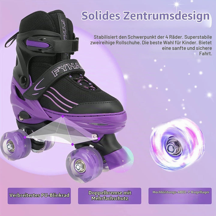 Rollschuhe für Mädchen Jungen Einstellbare Kinder Rollschuhe mit leuchtenden Rädern, Spass Beleuchtu
