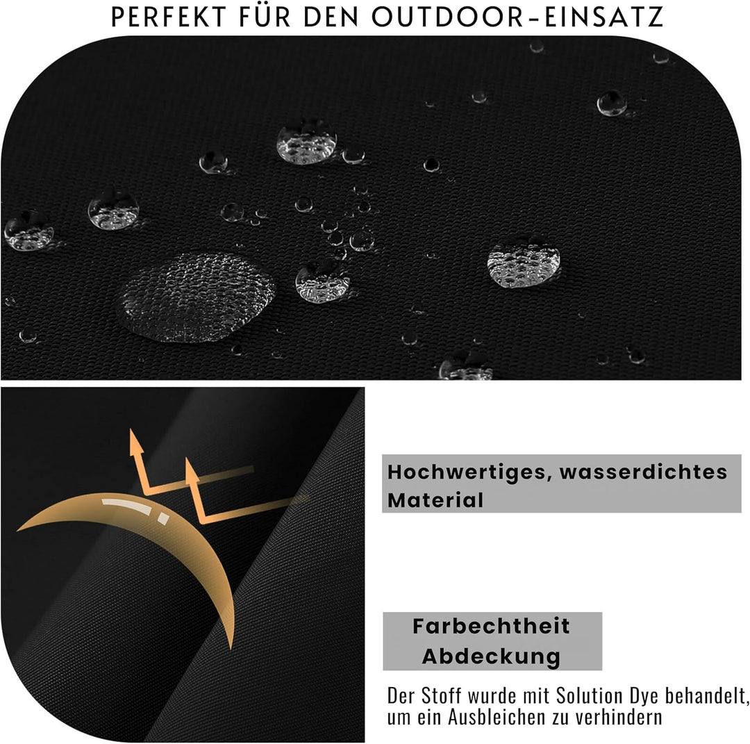 Outdoor Stuhlkissen 40x40, 2er Set mit Bändern, Graphitschwarz | Wasserdichtes Sitzkissen mit Weiche