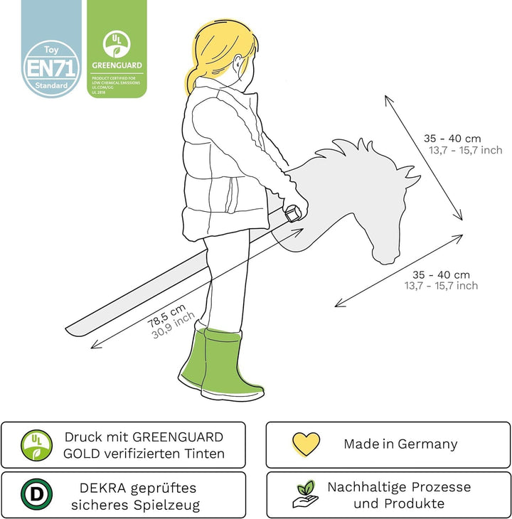 Steckenpferde 10er Set aus Pappe 115 x 40 x 25 cm Hobbyhorse Stockpferde - Einhorn weiss zum Bemalen