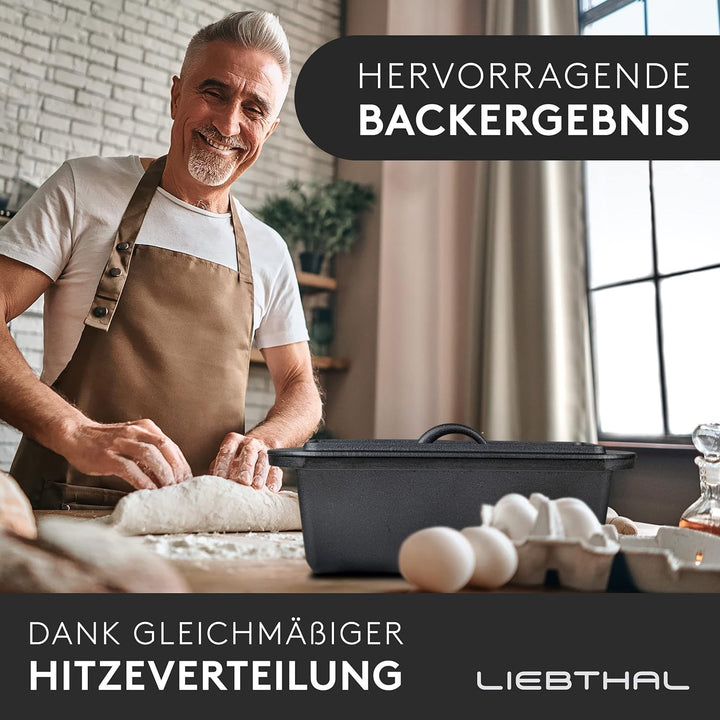 LIEBTHAL Brotbackform mit Deckel -passgenauer Antihaft-Silikoneinlage - Bereits eingebrannter Gussei