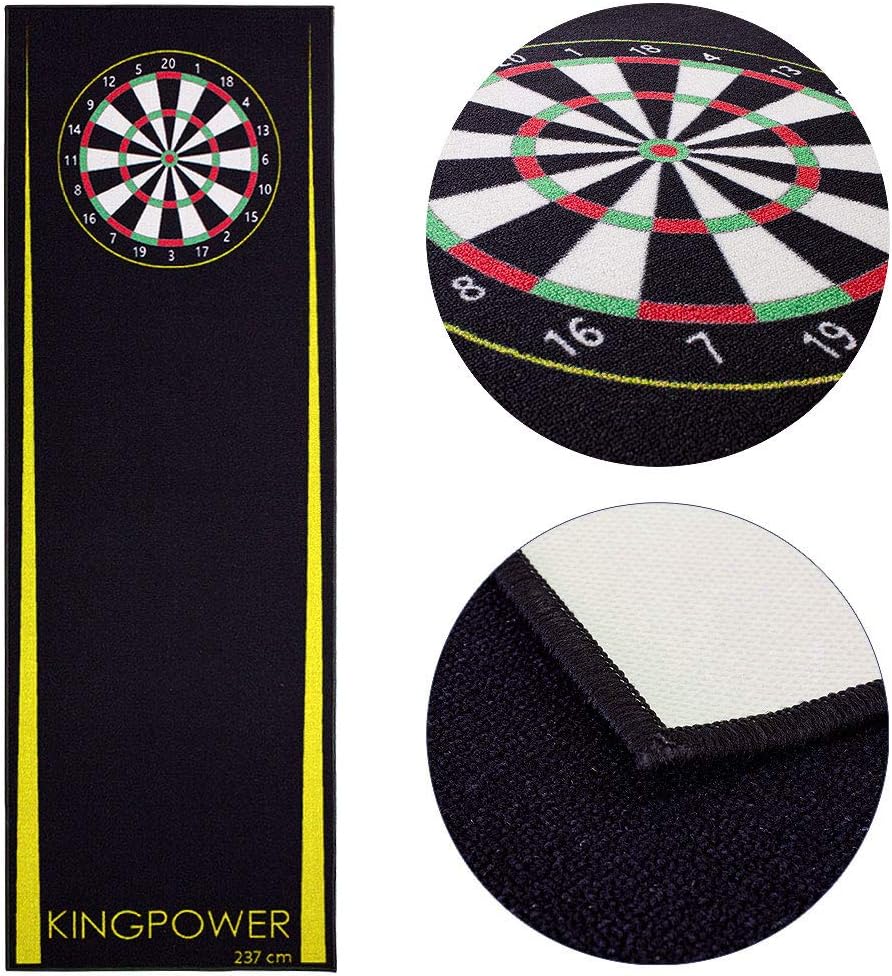 Kingpower Dartteppich mit Abwurflinie, Dart Zubehör mit Motiv, Dartmatte mit Oche, pflegeleichter Te