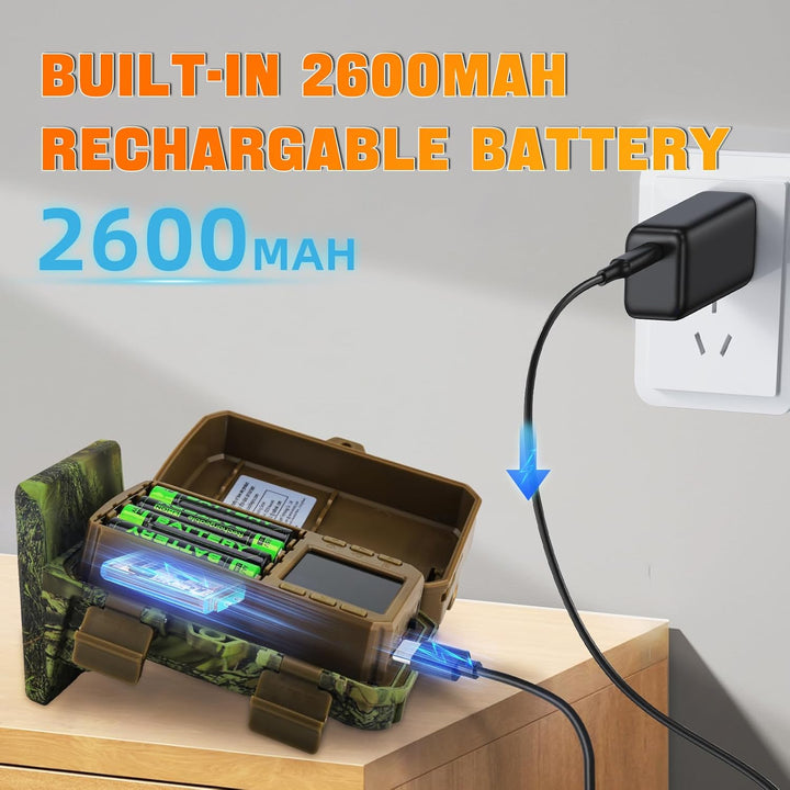 Coolifepro Wildkamera mit Handyübertragung App, 48MP 30FPS Solar WLAN Wildkamera, Wildtierkamera Ein