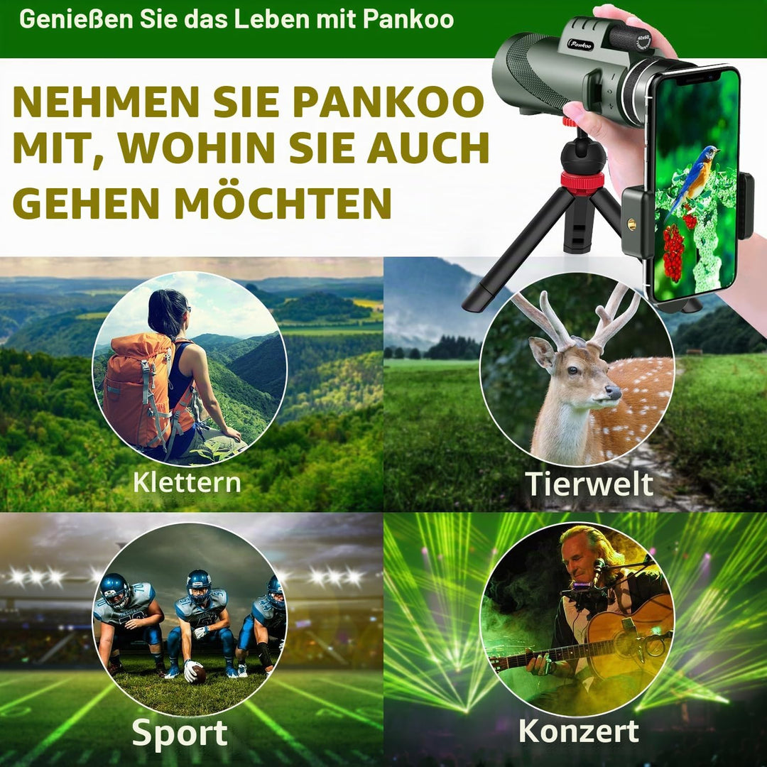 Pankoo Kompaktes Fernglas für Erwachsene und Kinder, geringes Gewicht, kleine Tasche, leistungsstark