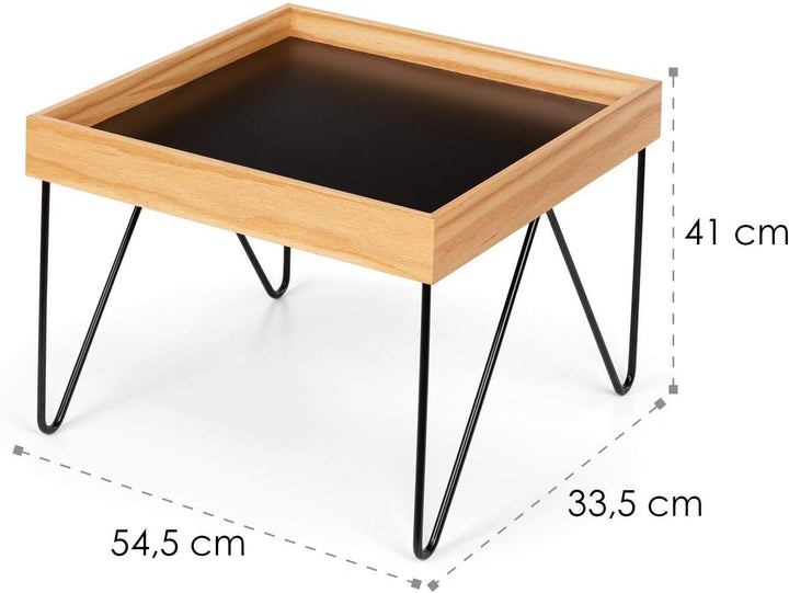 Besoa Lyon Kaffeetisch, Beistelltisch Serviertisch, abnehmbares Tablett: Melamin/MDF mit Eichenfurni