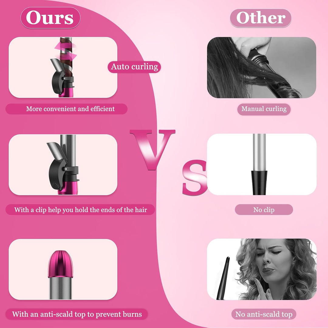 3 in 1 Lockenstab Automatisch Negatives Ion 360° Rotierender, 9/25/32 mm, Automatic Hair Curler, Aut