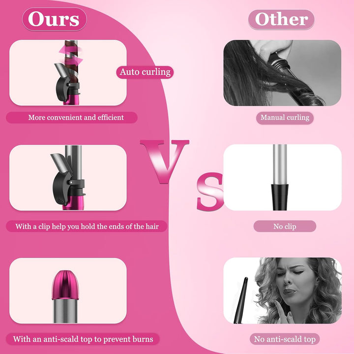 3 in 1 Lockenstab Automatisch Negatives Ion 360° Rotierender, 9/25/32 mm, Automatic Hair Curler, Aut