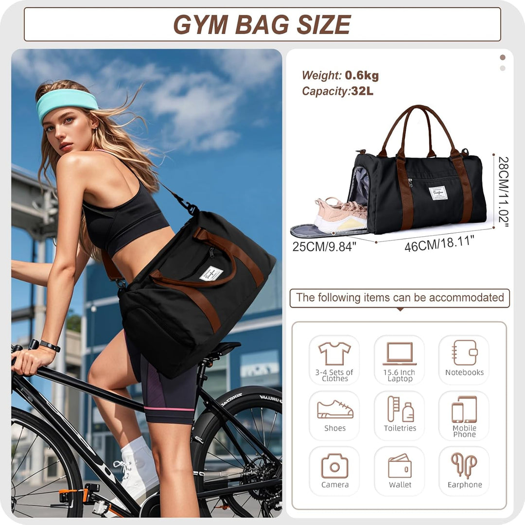 HYC00 Sport Duffel Bag Damen Handgepäck Sporttasche für Damen und Herren mit Nassfach &amp; Schuhfach, R