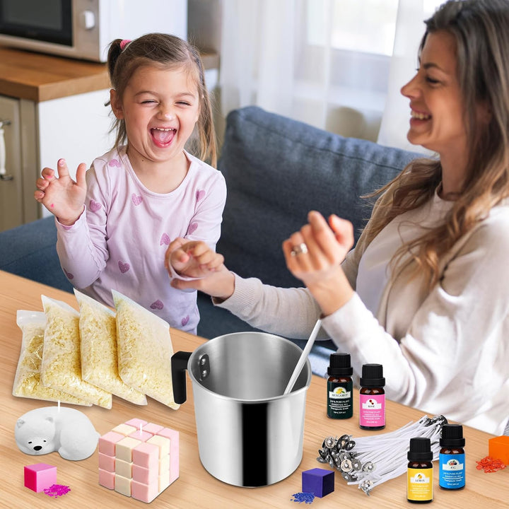 SAMISO Kerzen Selber Machen Set,Kerzenherstellung Kit,Kerzenherstellung Topf,8 Kerzenfarbe,1.2L Schm
