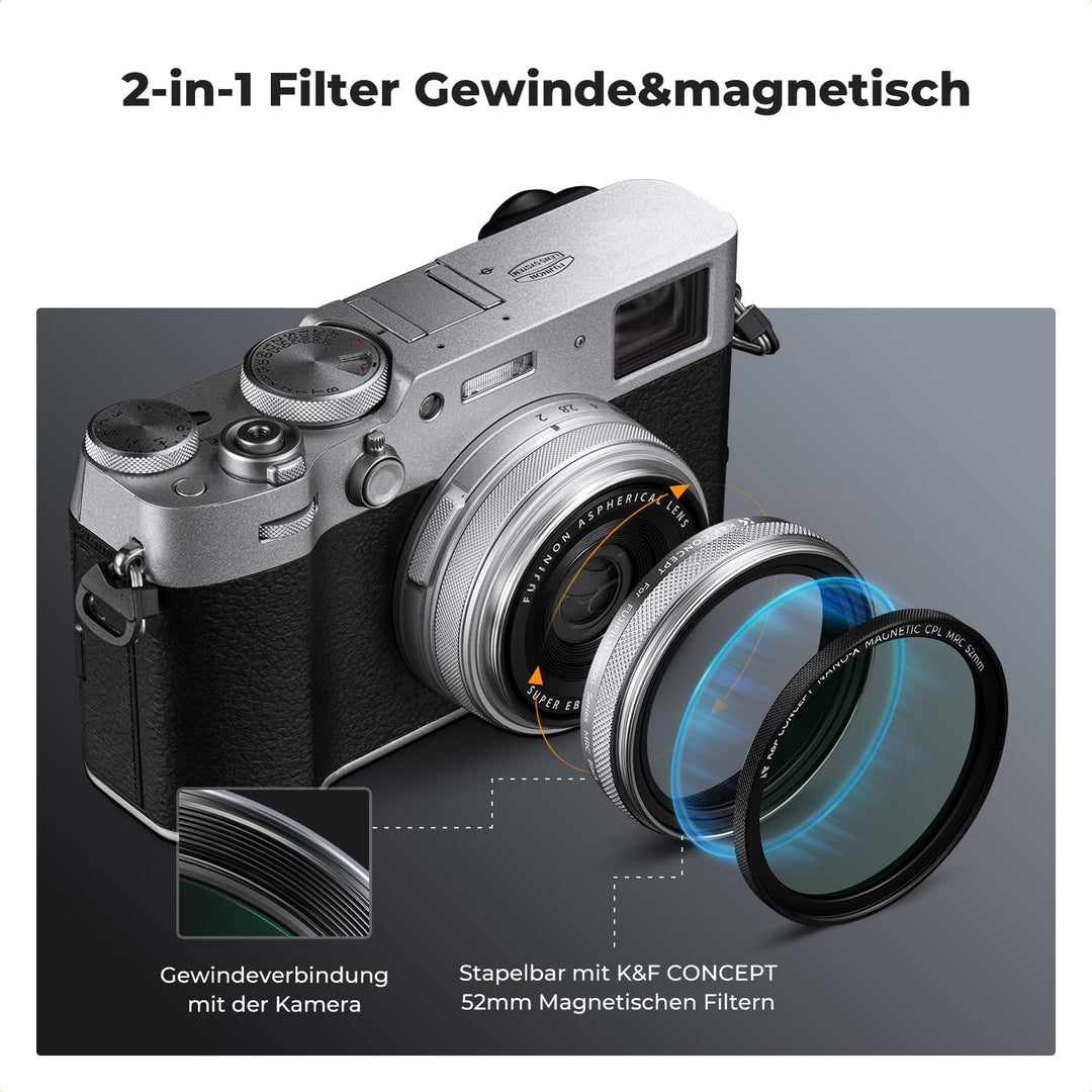 K&F Concept Black-Mist 1/4 Filter für Fujifilm Kamera X100-Serie,Black Promist 1/4 Filter Kompatibel